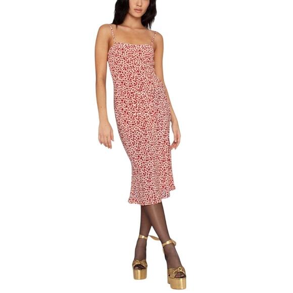 Realisation Par Red Floral The Amelia Midi Dress Size Large - Picture 2 of 10
